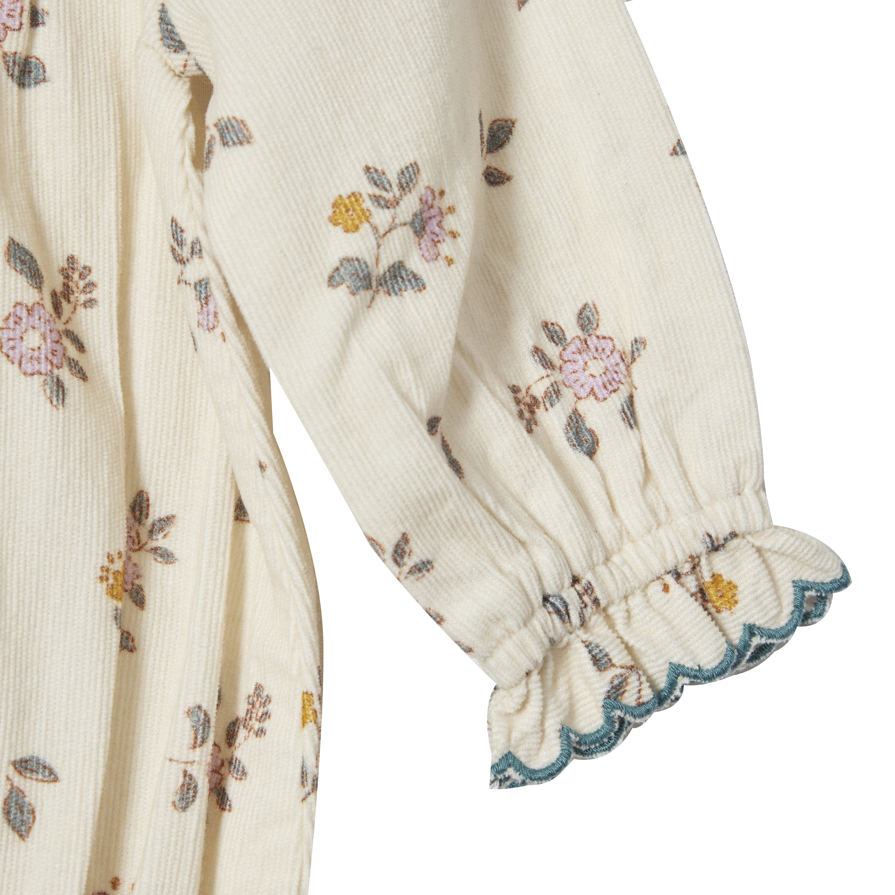 Bonheur du Jour - Wholesale Bodysuit (Non-Footed) - Baby - Floral Velvet Romper - Irina Ecru/Sage2