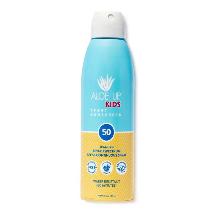 Kids SPF 50 Continuous Spray Sunscreen for wholesale by Aloe Up Sun & Skincare