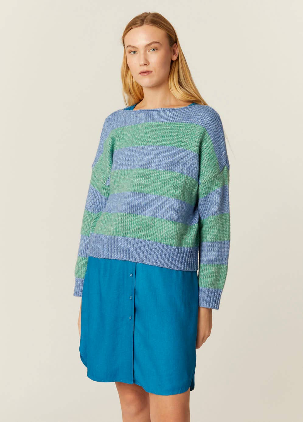 Pepaloves - Wholesale Knit Sweater - Women's - JERSEY RAYAS AZUL Y VERDE4