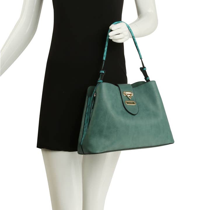Handbag Factory Corp - Wholesale Satchel - Women's - Soft Leather Satchel Top Handle Shoulder Bag - Interior Zip