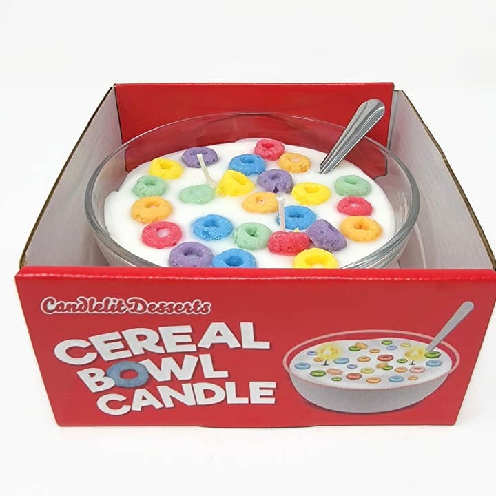 Fruit Loop Scented Cereal Bowl Candle - Made in USA for wholesale by Candlelit Desserts