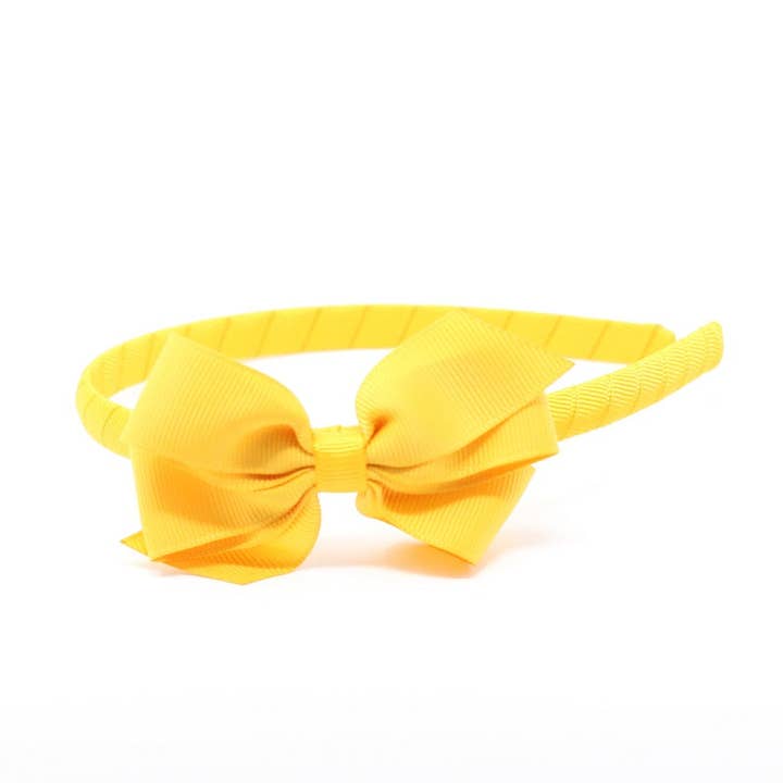 Fascia per Capelli con Fiocco Piatto - Giallo Oro per la vendita all'ingrosso da parte di Ribbies