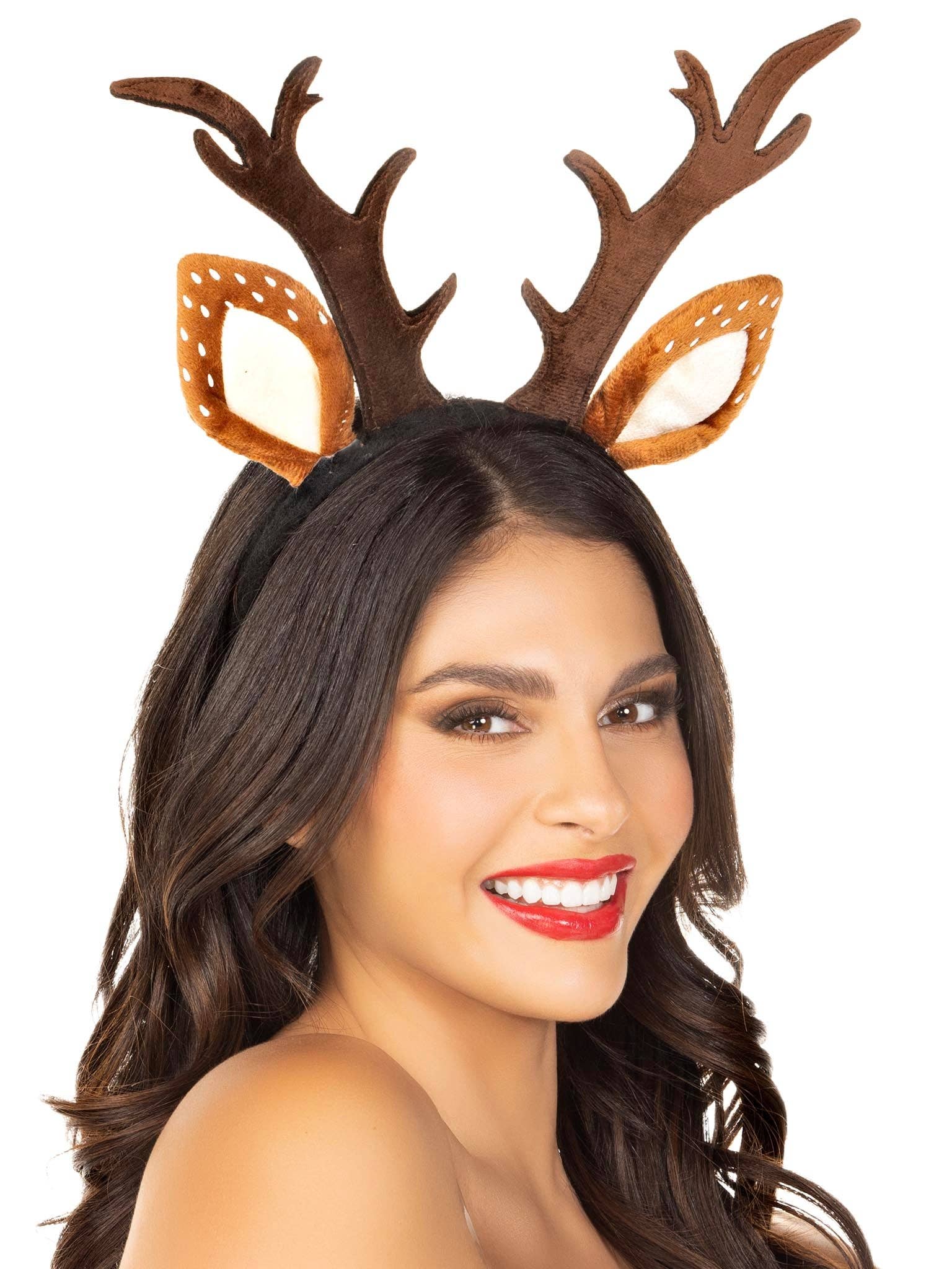 Brown Fawn Ear Antler Animal Costume Headband for wholesale on Faire2