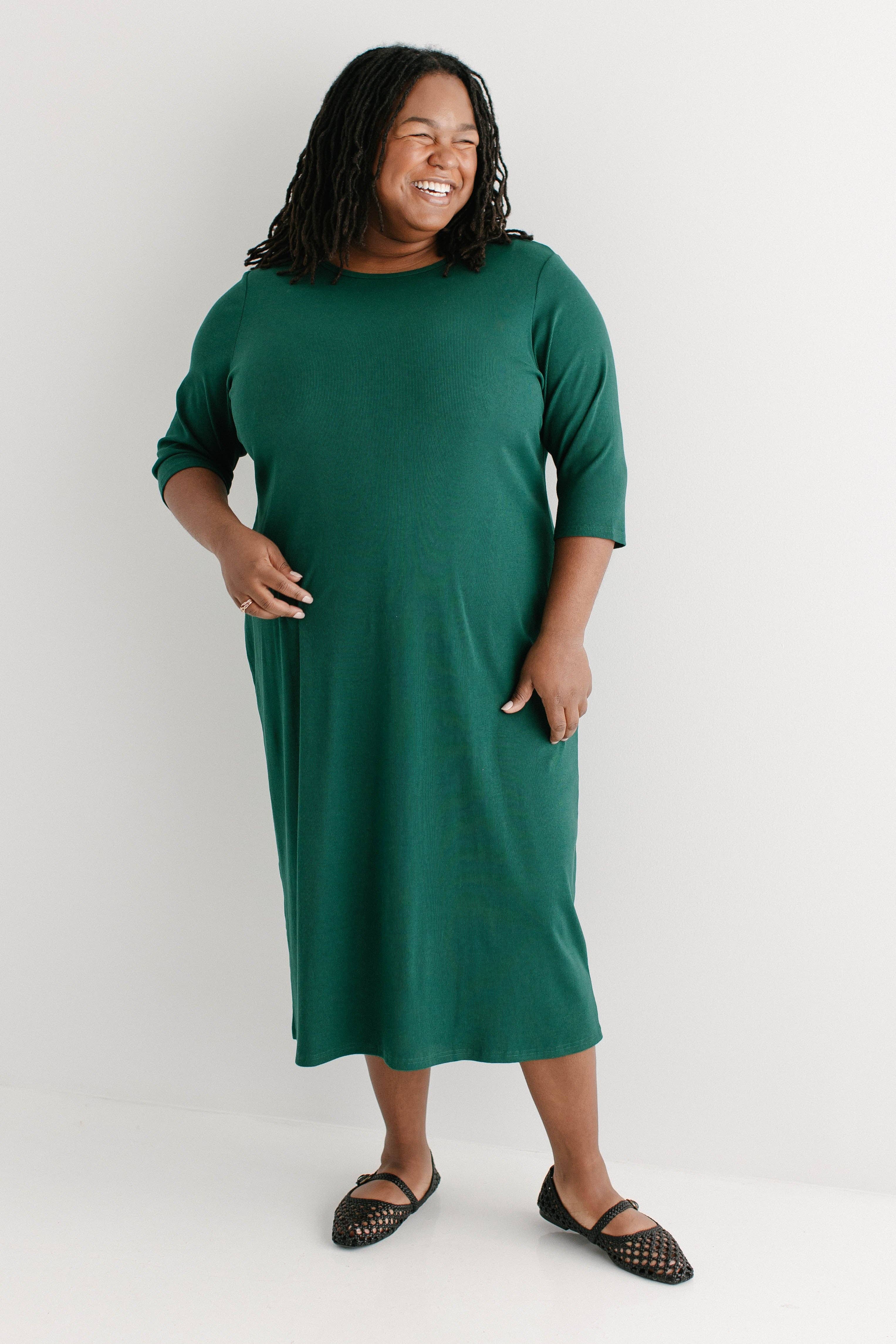 The Main Street Exchange - Wholesale Dress - Women's - 'Constance' 3/4 Sleeve Ribbed Midi Dress FINAL SALE28