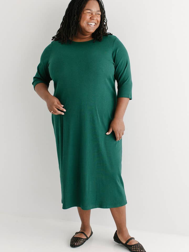The Main Street Exchange - Wholesale Dress - Women's - 'Constance' 3/4 Sleeve Ribbed Midi Dress FINAL SALE28