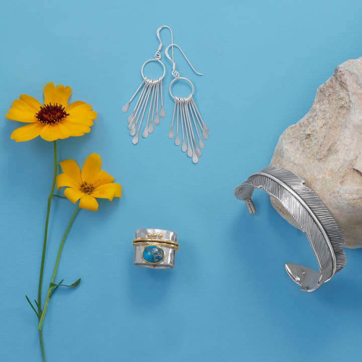 Silver Stars Collection – wholesale Hängande örhängen – Öppen cirkel med 9 Bar örhängen1