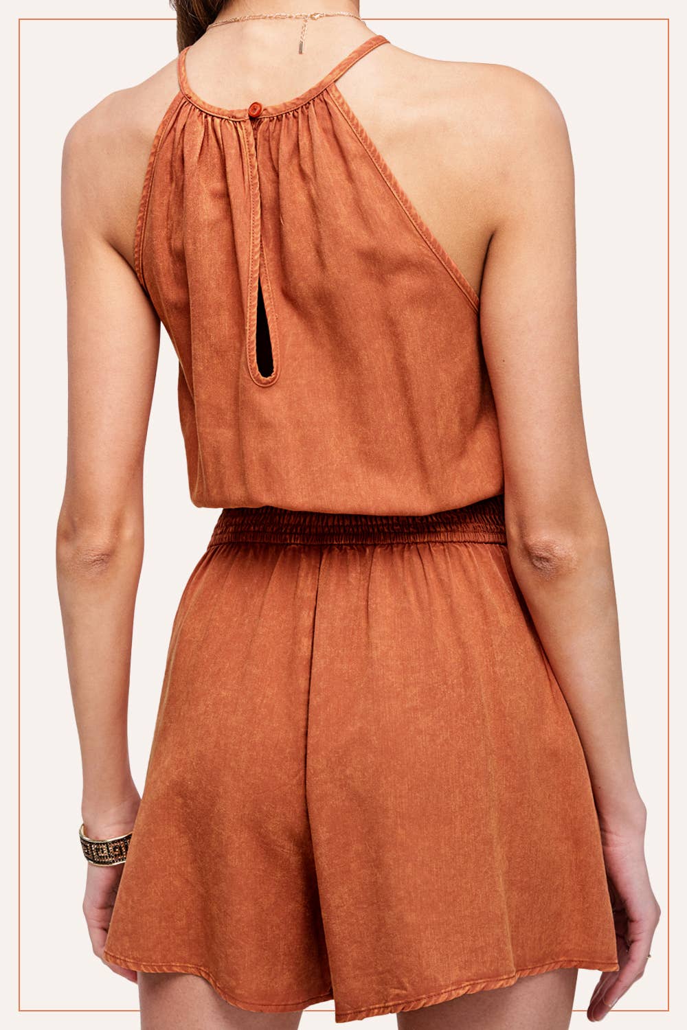 La Miel - Wholesale Romper - Women's - HCD9313-Mineral Washed Sleeveless Mini Romper with Pocket10