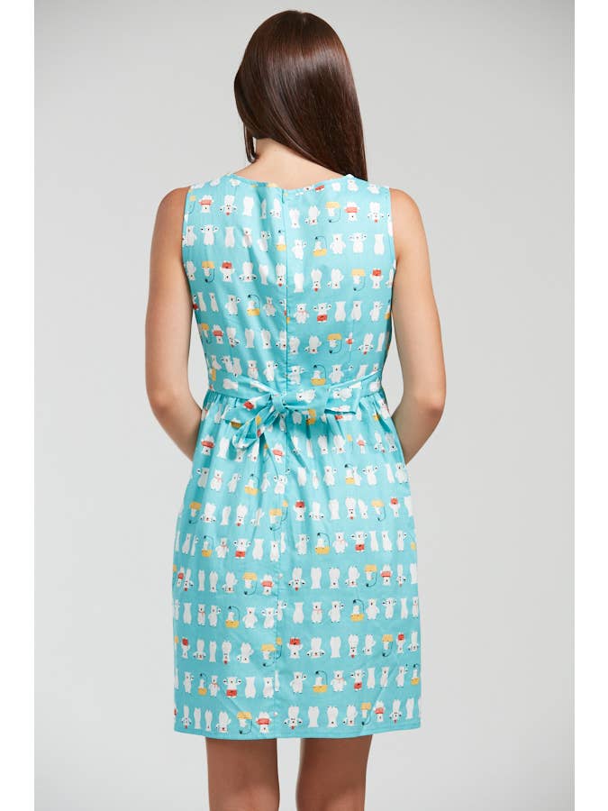 Sky Blue Cute Bear Print Casual Dress for wholesale on Faire2