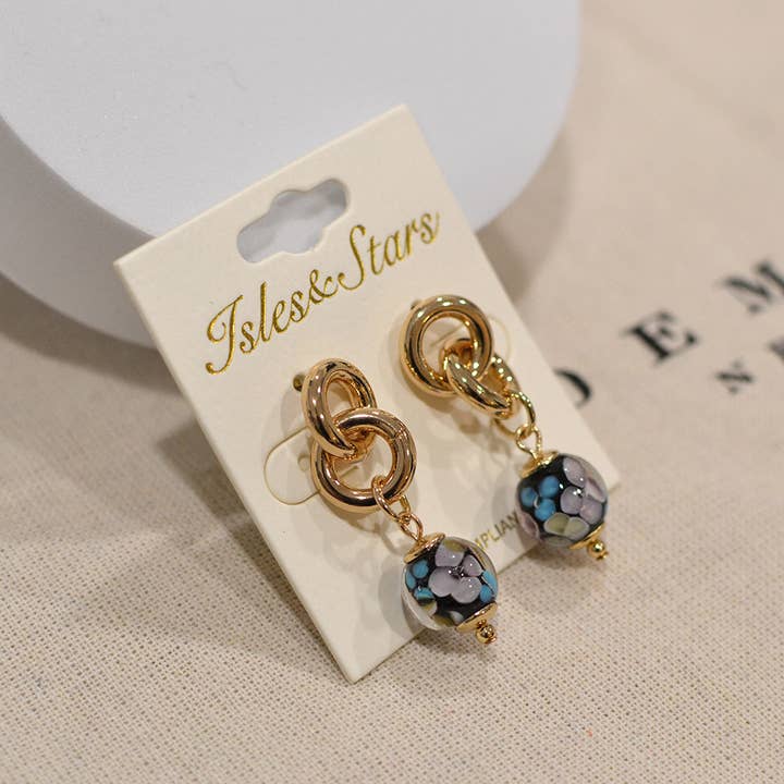 StarryNYC – Großhandel Ohrhänger – Ohrhänger in Kugelform aus Murano-Glas mit elegantem Muster8