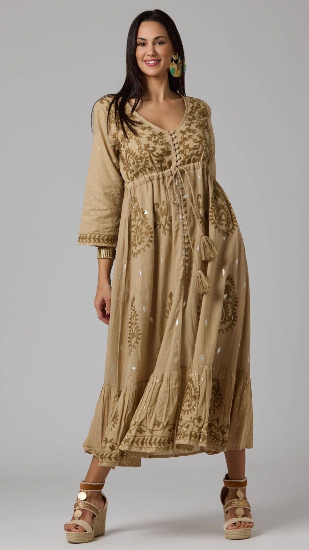 Brown LONG INDIAN DRESS for wholesale on Faire