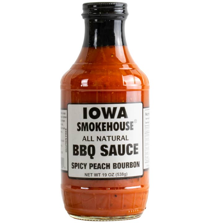 BBQ Sauce Spicy Peach Bourbon (12/case) for wholesale by IOWA SMOKEHOUSE