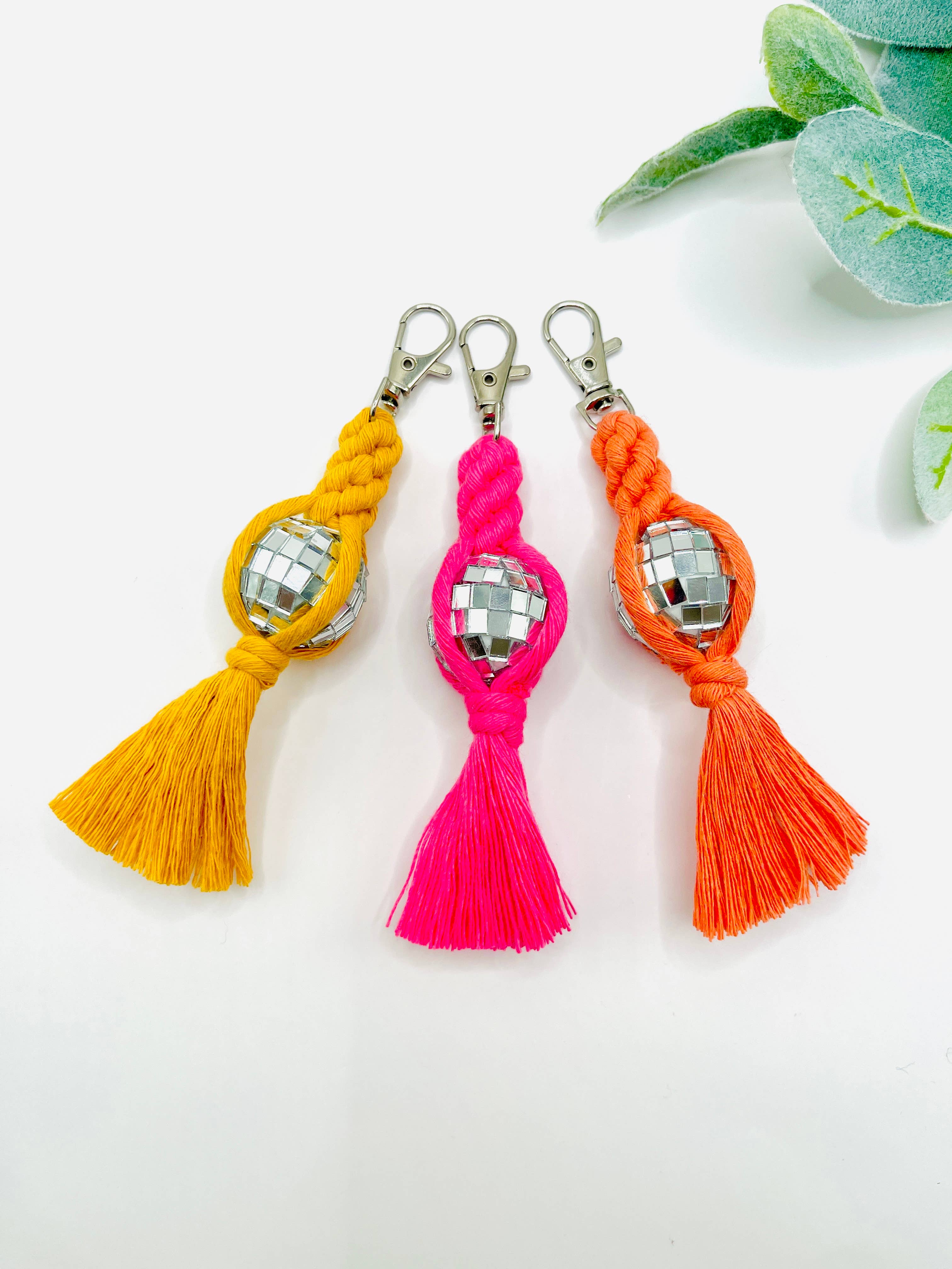 MarissaDDesigns - Wholesale Keychain - Women's - Vibrant Macrame Disco ball Keychain | Handmade | Groovy Gift2