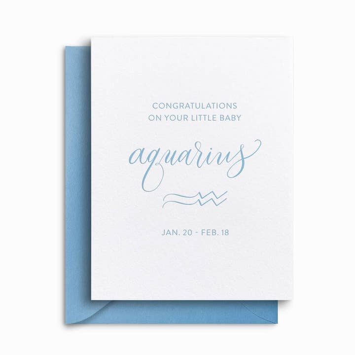 Aquarius Babykaart - Welcome Baby - Zodiac Babykaarten voor wholesale door Annabel Reese
