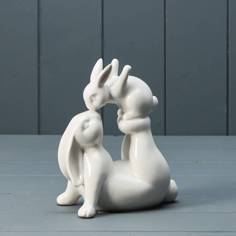 Satchville - Wholesale Decorative Figurine - Ceramic White Love You Rabbits0