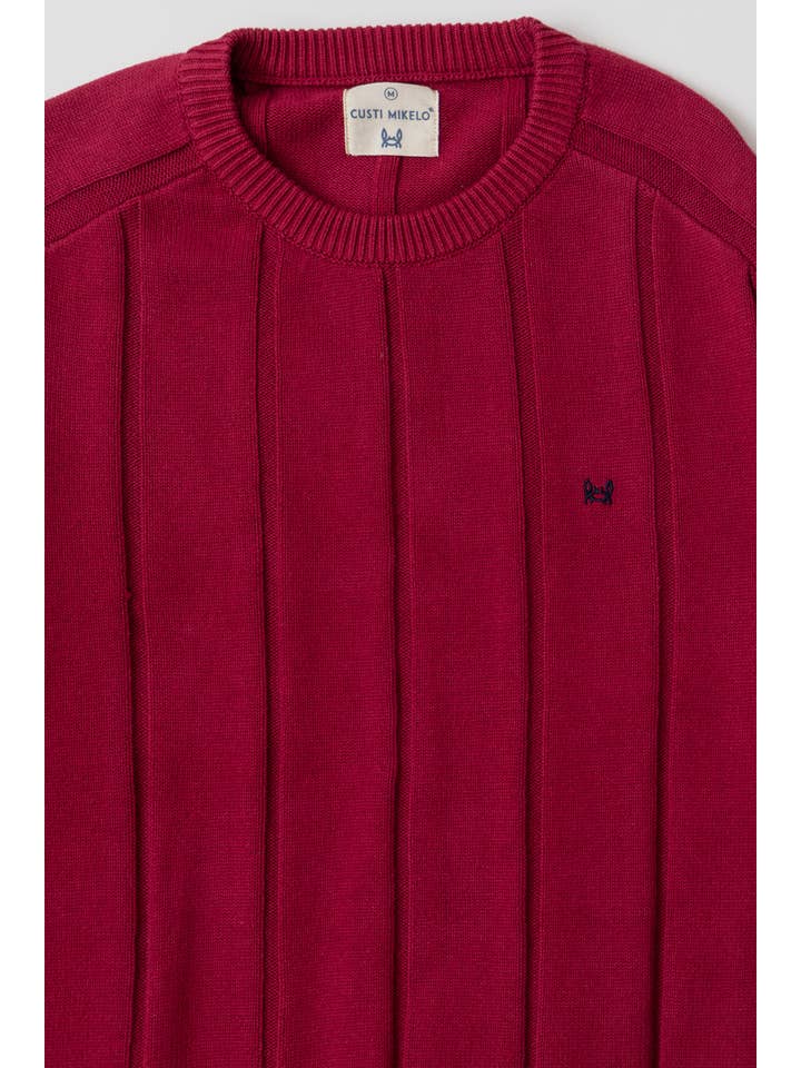 Custi Mikelo: Men's Clothing & Christmas Gifts - Wholesale Knitted jumper – Men′s - Burgundy Vertical Stripe Jersey3