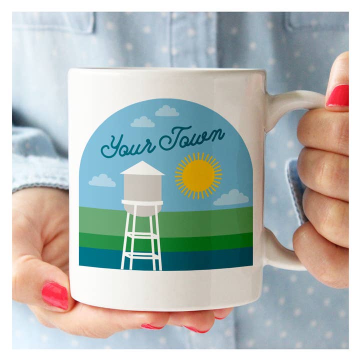 Personlig utsikt över stadsmugg Vattentornet för wholesale av Rock Scissor Paper