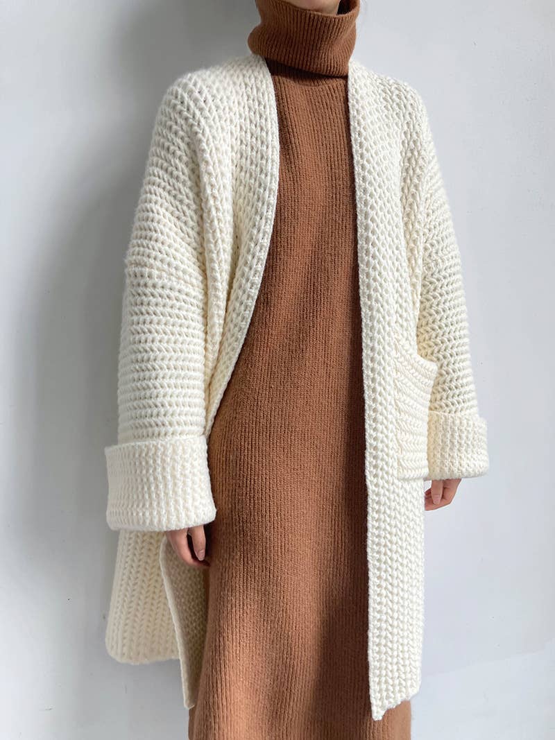 Rosa Clothing - Wholesale Cardigan - Women's - Gentle Soft Hollow Twist Knitted Long Cardigan7