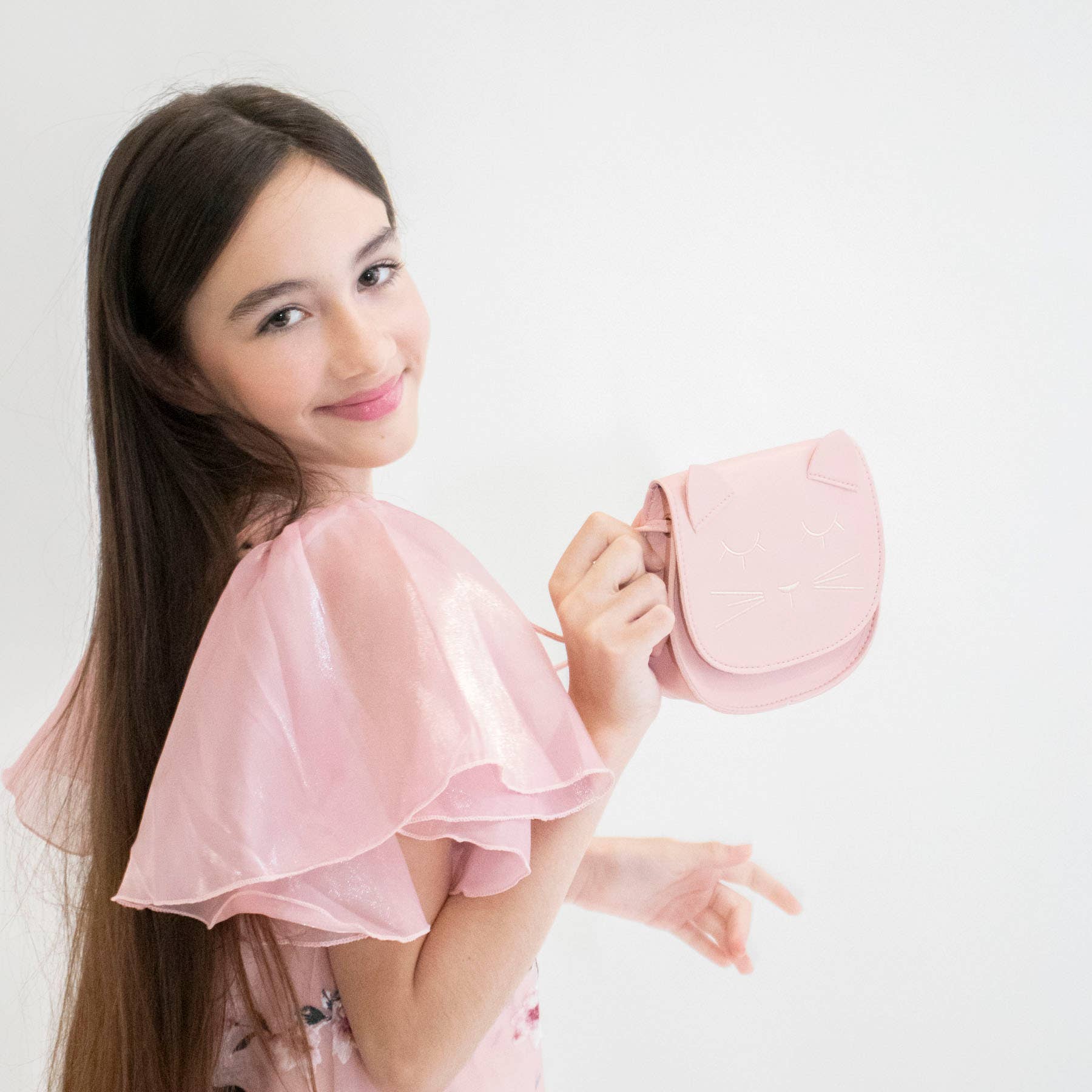 Yuko B – Engroshandel Crossbodytaske – til børn – Børne skuldertaske med dyremotiv - Mina kat i pink9