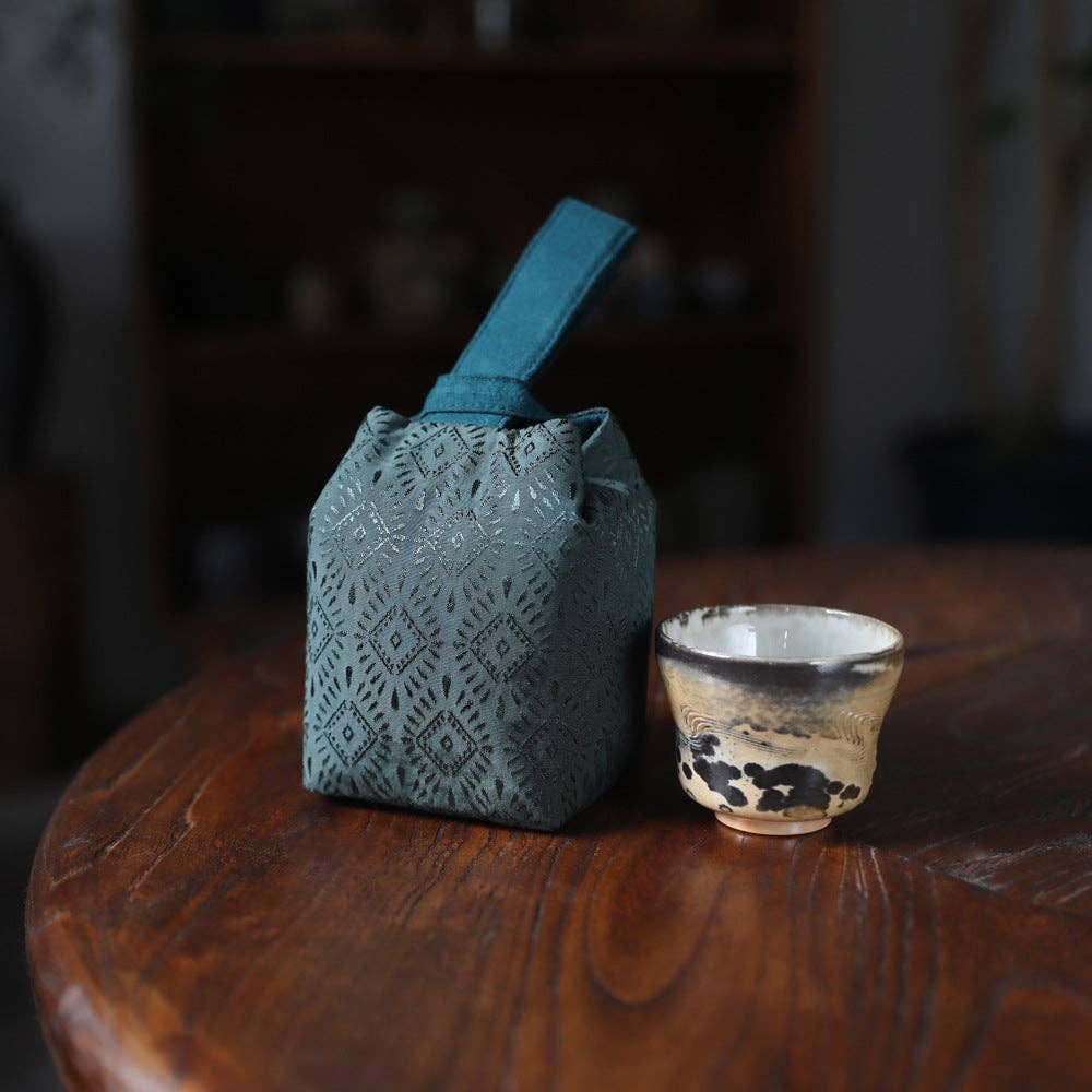 Gohobi （We cover U.S. import duties） – wholesale Förvaringspåse – Gohobi Grön Vävd Brokad Tekärlsförvaring Resväska Shifuku18