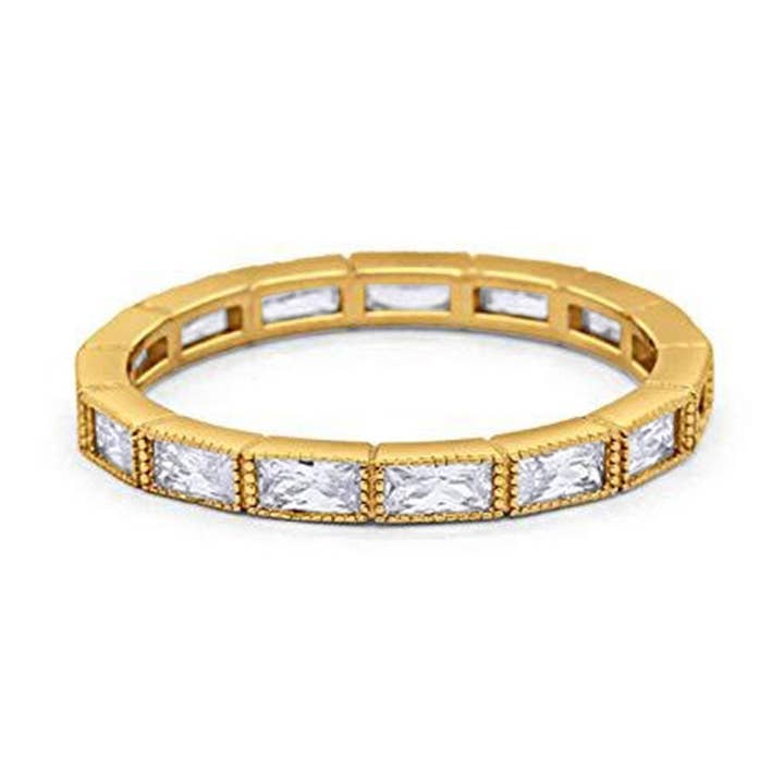 Baguette Full Eternity bryllupsbånd gul tone, simuleret CZ for engroshandel hos Blue Apple Imports
