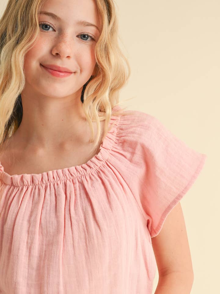 heart and arrow - Wholesale T-Shirt - Kids - TWEEN KIDS GIRLS PEASANT SHORT SLEEVE LOOSE FIT TOP (7-14)