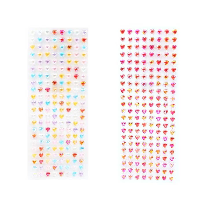 Heart-shaped Stone Stickers 176-ct, 1 sheet for wholesale by Angels Craft
