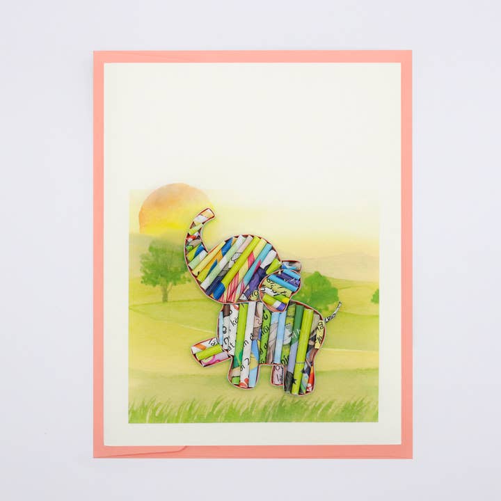 Carte Elephant fabriquée à la main par Recy pour la vente par Loving Nature