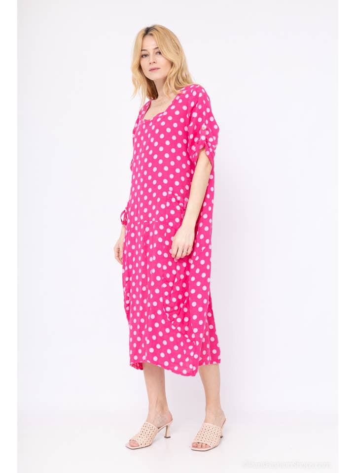 LINEN & COTTON HOUSE - Wholesale Dress - Women's - DRESS IN LINEN 7697 POLKA DOTS