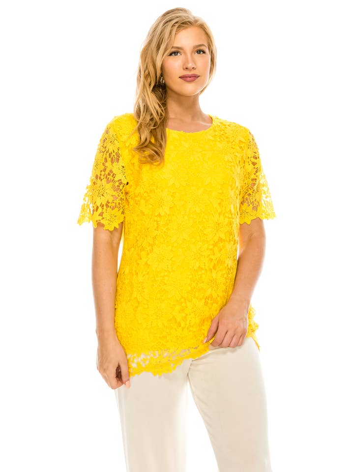 Jostar - Wholesale Blouse - Women's - Flower Top -Short Sleeve Top