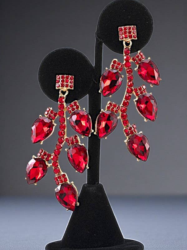 FACETED CRYSTAL GEM VINE ACCENT DROP EARRING for wholesale by Andrea Bijoux