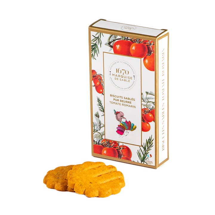 Onion & Paprika Shortbread Crisps Box for wholesale by LA SABLESIENNE