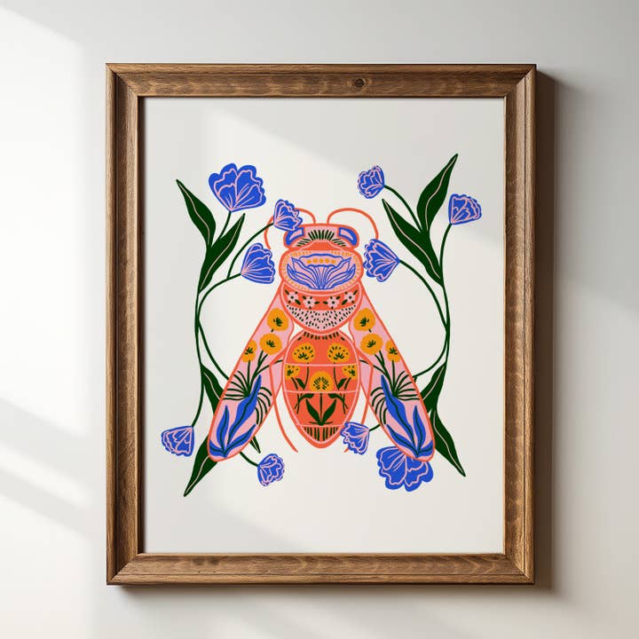 "Folk Art Bug" 8" x 10" Giclée Art Print for wholesale by Tara Reed