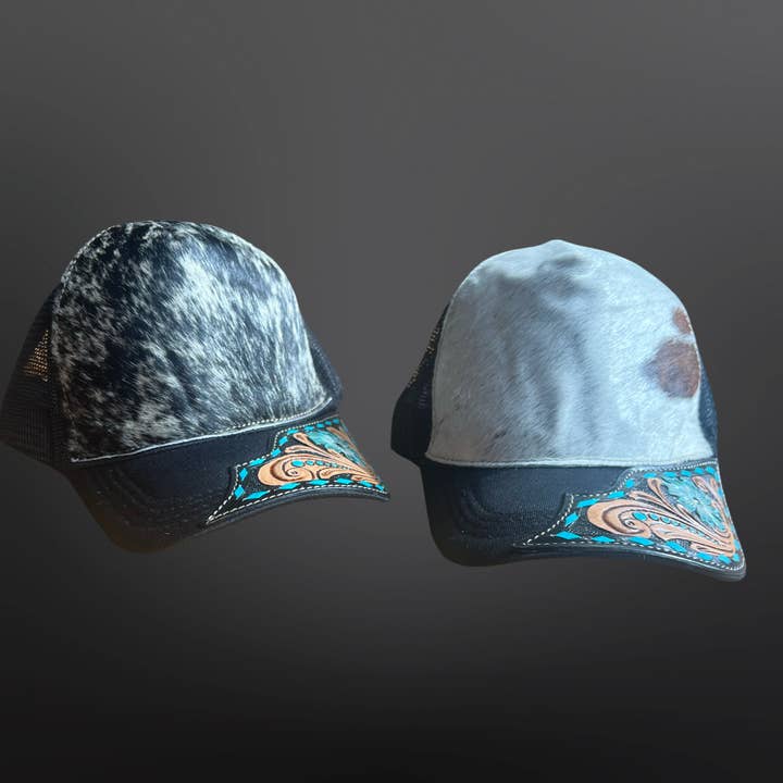 Westrian International - Wholesale Trucker Hat - Women's - Trucker Hat Cap Genuine Cowhide Tooled Leather3