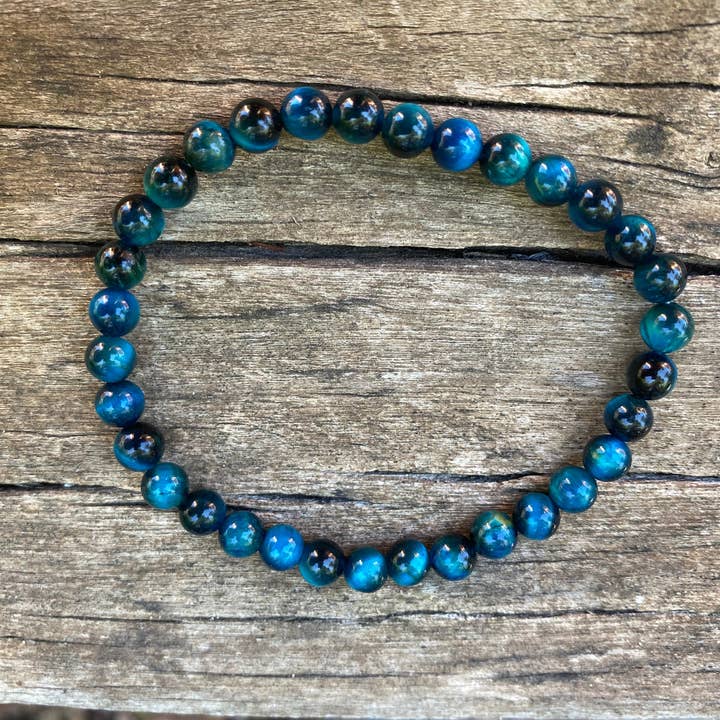 Turquoise Blue Tiger Eye Lithotherapy Elastic Bracelet for wholesale by Boutique Bohème
