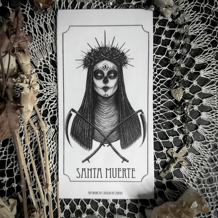 Autocollants pour bougies d'autel Santa Muerte, paquet de 5 autocollants en vinyle pour la vente par Caitlin McCarthy Art