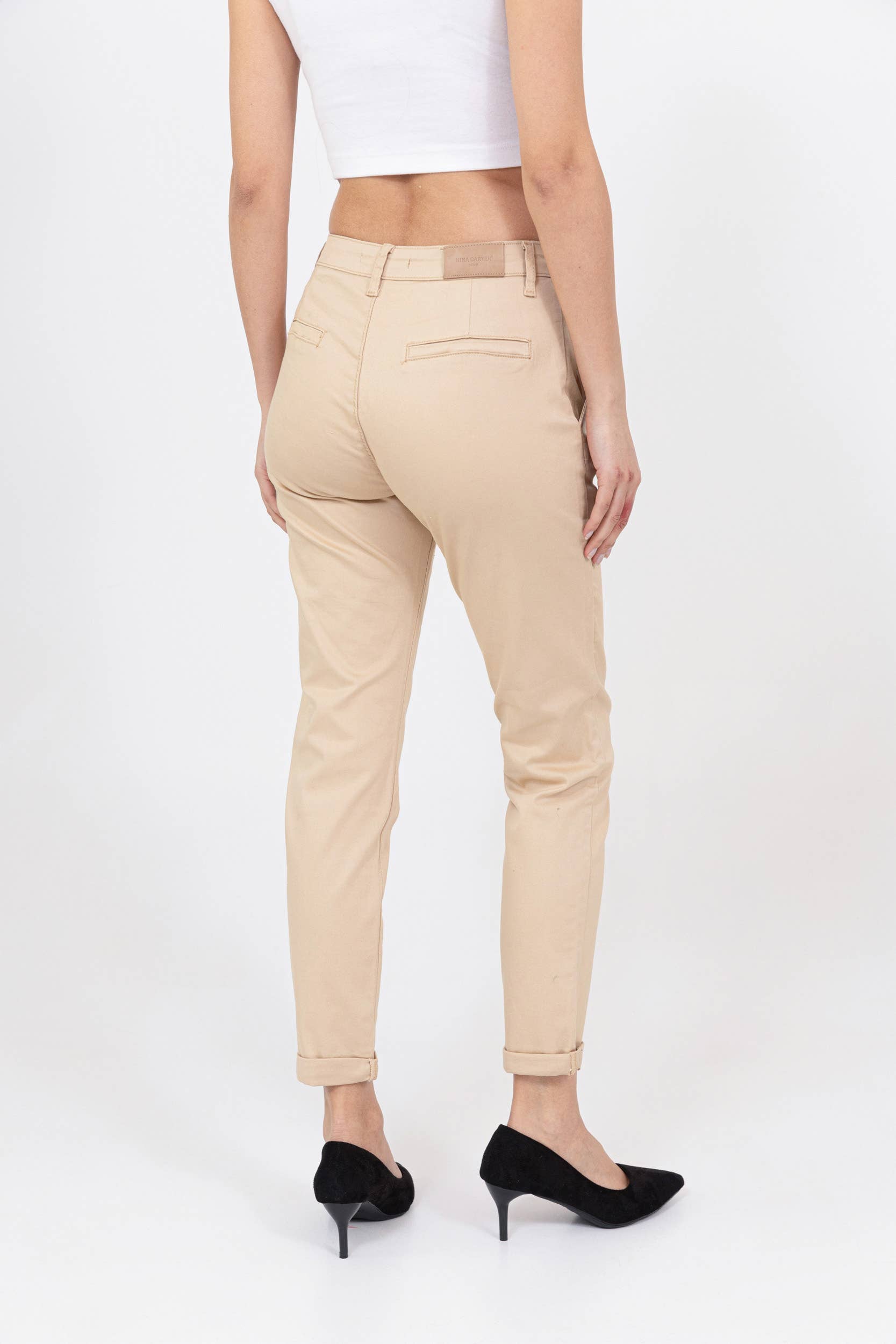Nina Carter - Vente Pantalon – femme - Pantalon chino stretch taille haute confort Nina Carter J25027