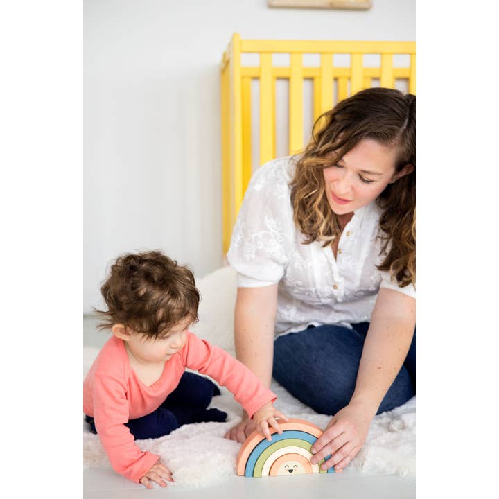 Pearhead - Wholesale Wood Toy - Kids - Wooden Stacking Rainbow Baby & Toddler Toy Nursery Decor6