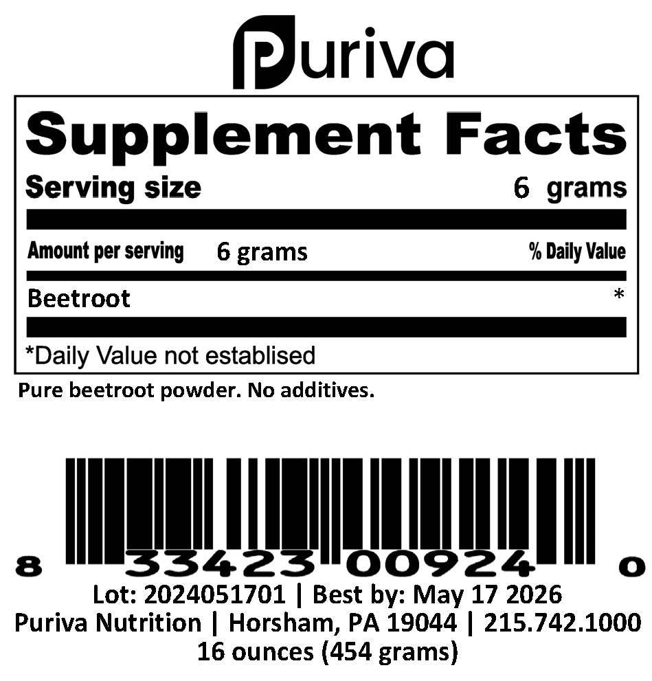 Puriva Nutrition - Wholesale Proteïne/superfoodpoeder - Bietenpoeder, 1 pond, Puriva Nutrition3