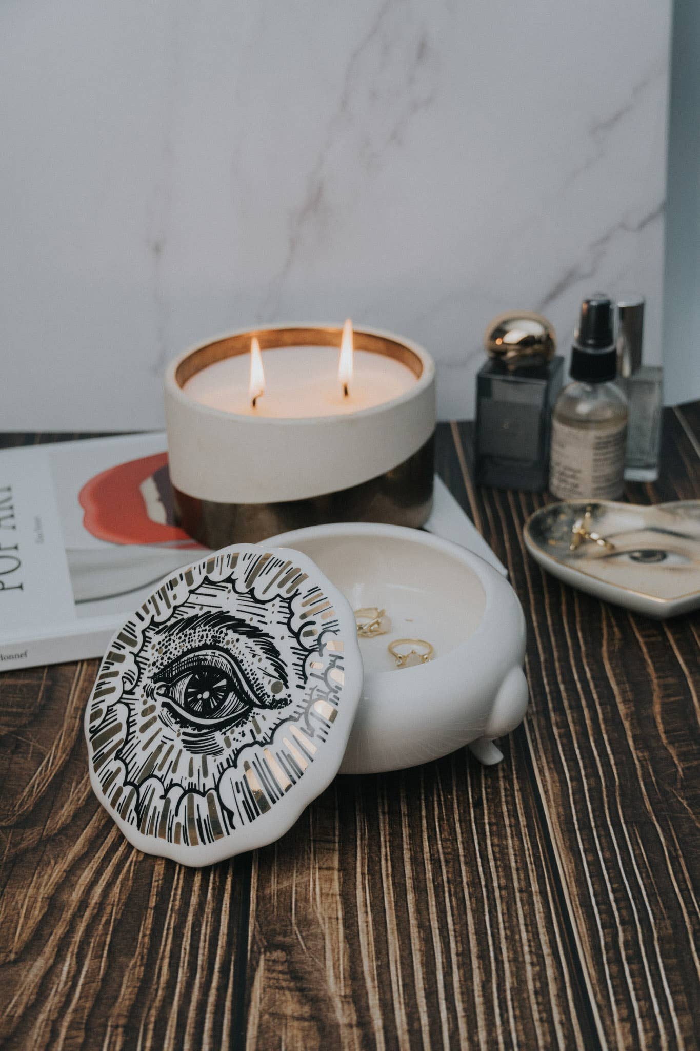 Spitfire Girl - Vendita all'ingrosso Portagioie/organizer per gioielli - Scatola in ceramica "Mystic Eye" rotonda3