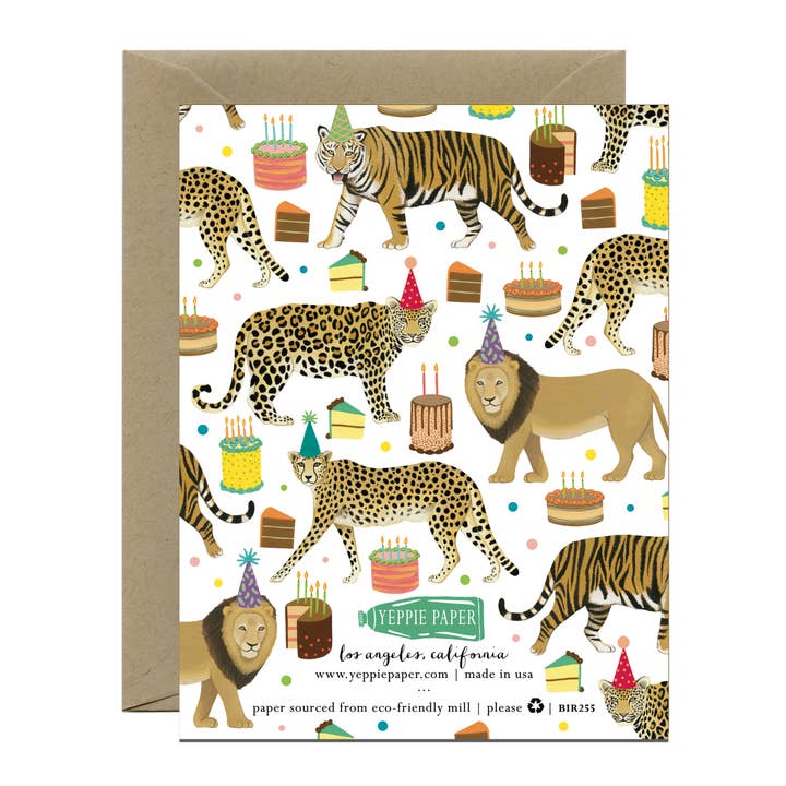 Yeppie Paper - Wholesale Birthday Card - Big Cats Galore Cheetah Tiger Leopard Lion Birthday Card