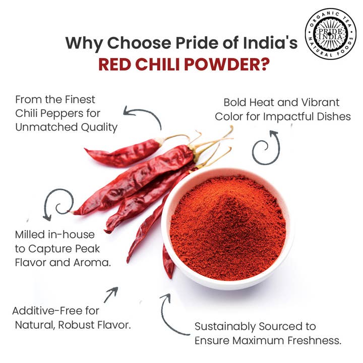 PRIDE INDIA BRANDS – Engroshandel Tørret krydderi – Rød chili jorden - Traditionelt indisk krydderi