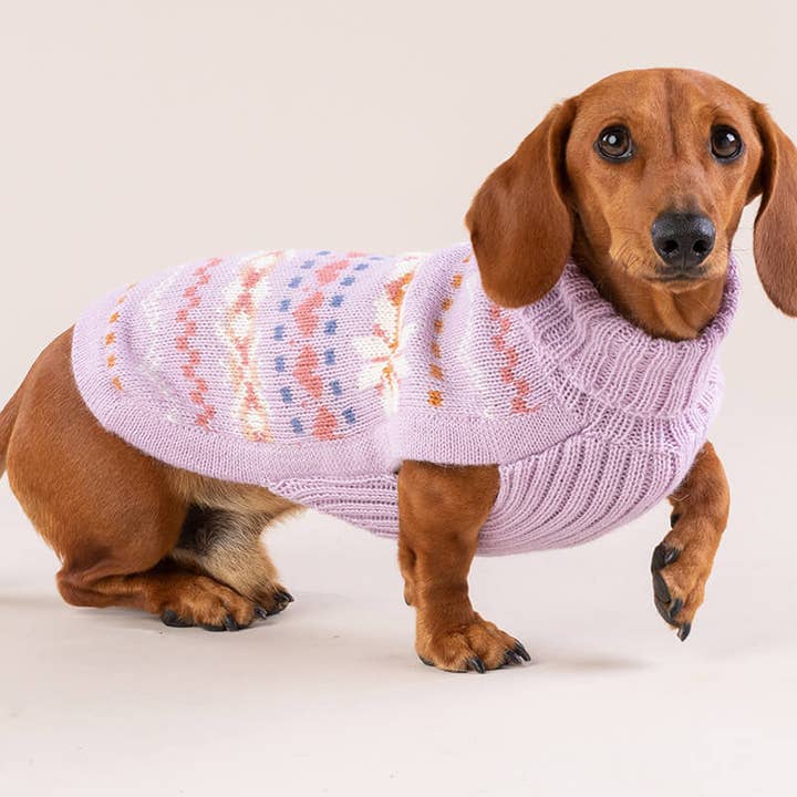 Lavender Sunrise Alpaca Dog Sweater for wholesale by Alqo Wasi