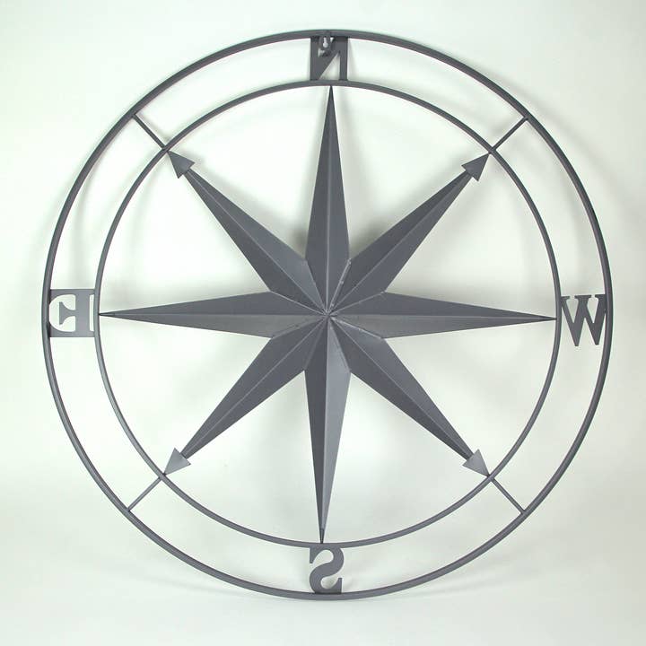 Zeckos - Wholesale Wall Accent - Galvanized Metal Nautical Compass Rose Wall Hanging 36 in.2