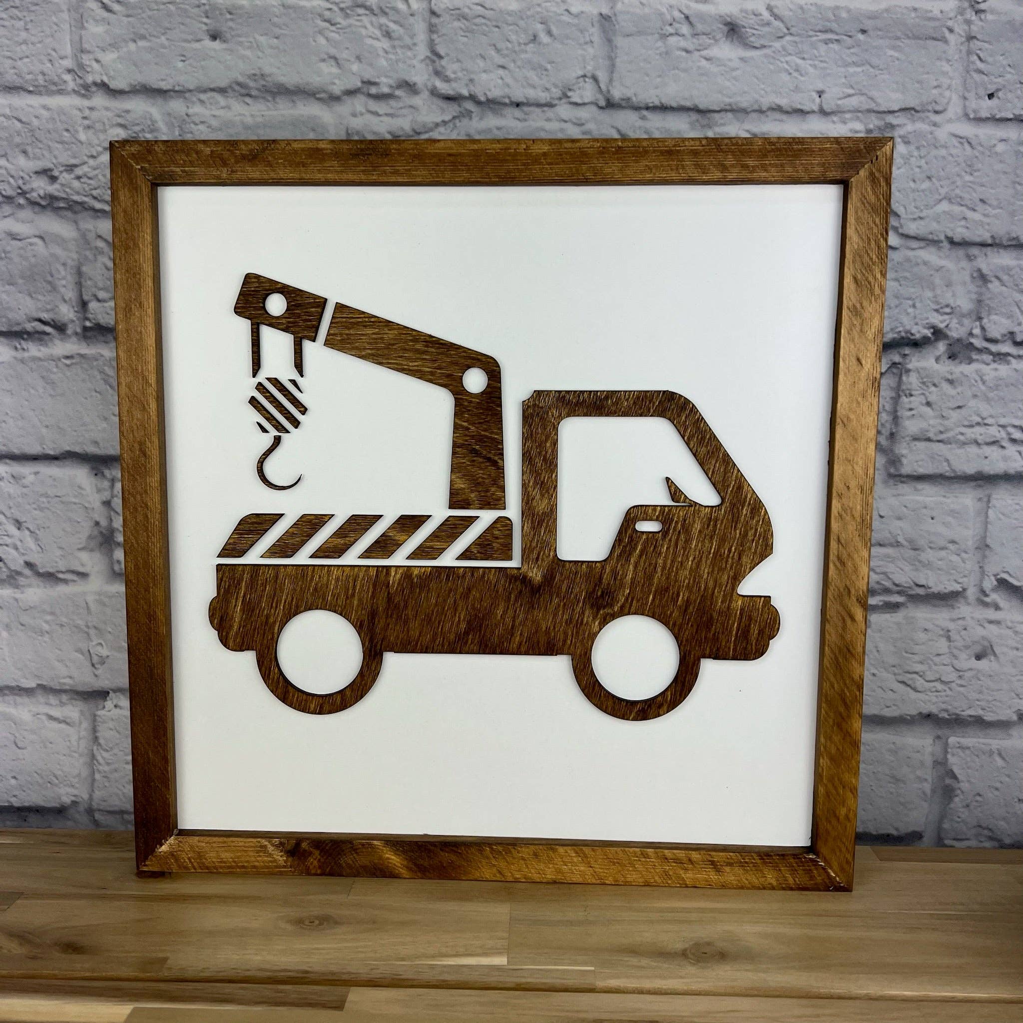 Nail and Hook Laser Cut Home Decor - Wholesale Sign - Construction Truck | 14x14 inch Wood Sign | Construction Room Decor | Construction Truck Bedroom16