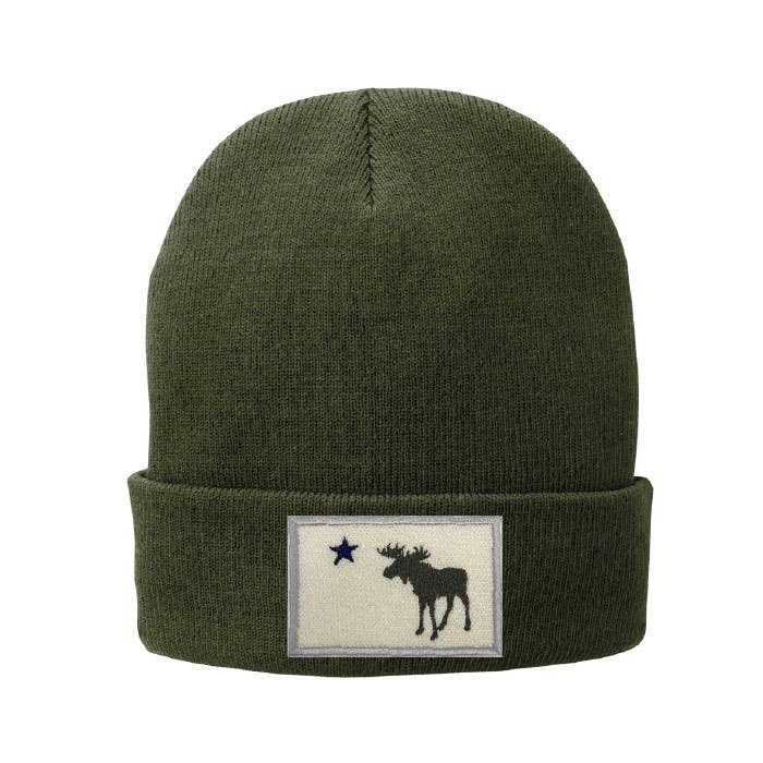 Maine Moose Flag Fleece-Lined Knit Beanie for wholesale by Rogue Life Maine