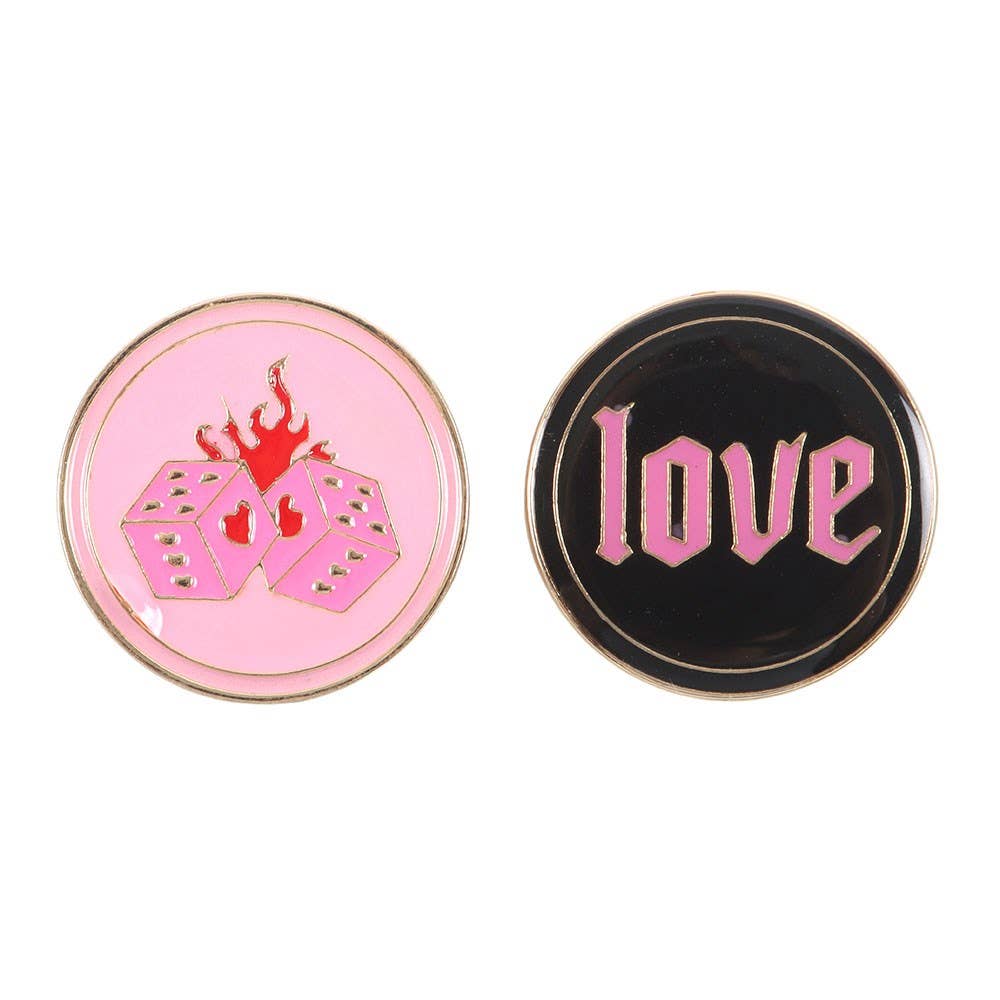 WONDER IMPORTS AUSTRALIA - Wholesale Lapel pin/button - Flaming Dice and Love Pin Badge Set2
