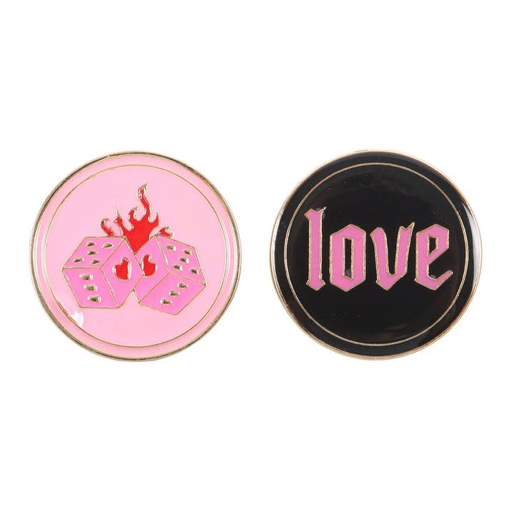 WONDER IMPORTS AUSTRALIA - Wholesale Lapel pin/button - Flaming Dice and Love Pin Badge Set2