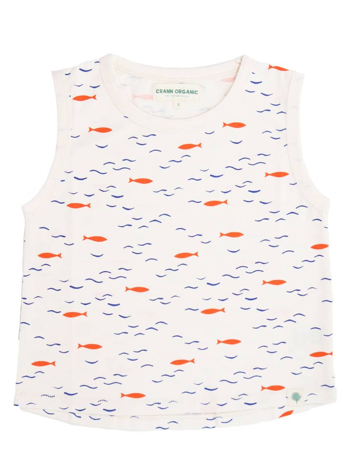 Débardeur en coton biologique pour enfant - Fish Print pour la vente par Crann Organic