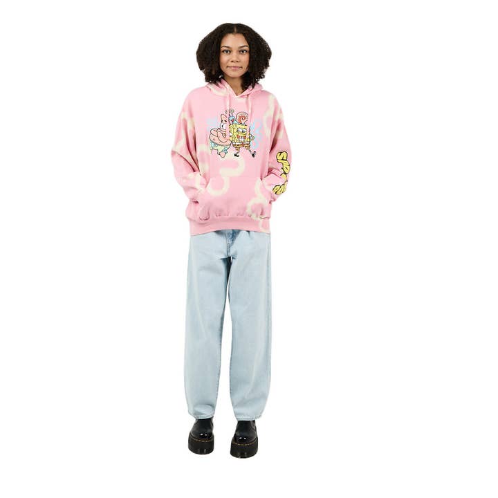 SpongeBob SquarePants Tie Dye Women's Pink Hoodie for wholesale by Bioworld Merchandising