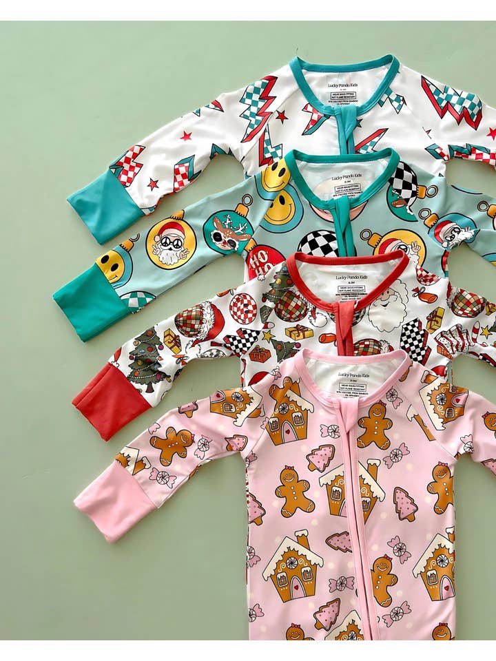 Lucky Panda Kids - Wholesale Jumpsuit - Baby - Bamboo Baby Clothing Zip Romper | Retro Christmas5